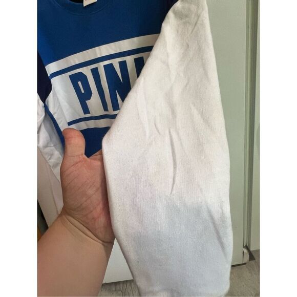 Pink By Victorias Secret Multicolored Crewneck Woman’s Size Small Flaws Stained - Picture 8 of 13